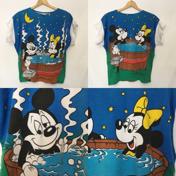 Vintage Mickey Minnie Mouse Hot Tub Oversized Tee